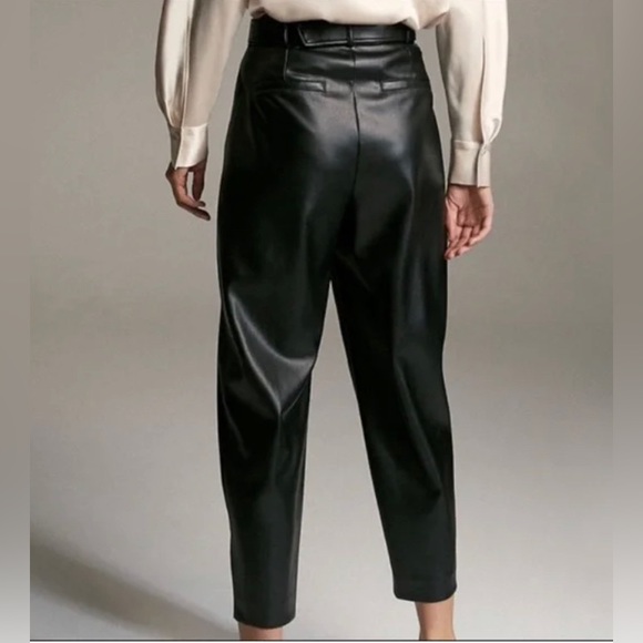 Aritzia babaton vegan leather trouser high rise pant belted black size 00 - Picture 2 of 6